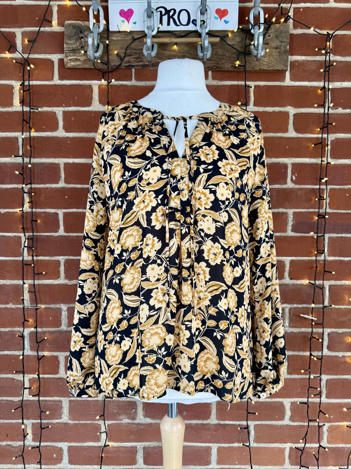 Women's Long Sleeve Floral Blouse - Size 14