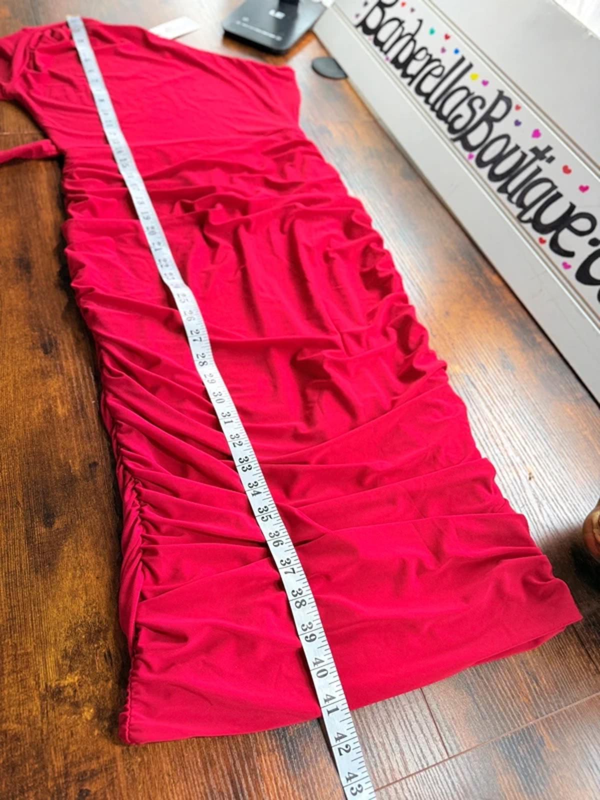 Missagi London Red One Shoulder Ruched Midi Dress UK 12