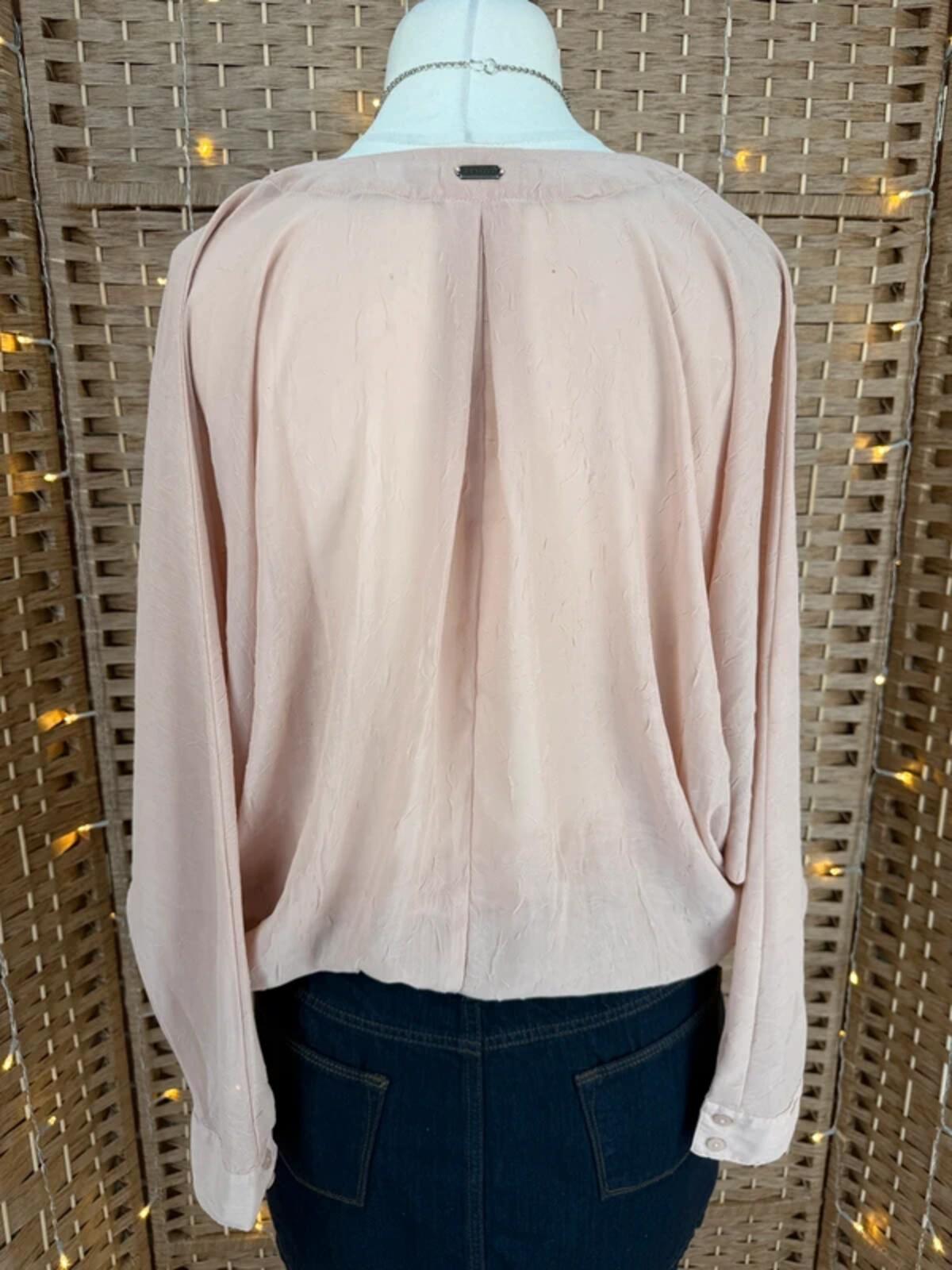 Crafted Dusky Pink Blouse UK 8–12 Batwing Sheer Floaty Top