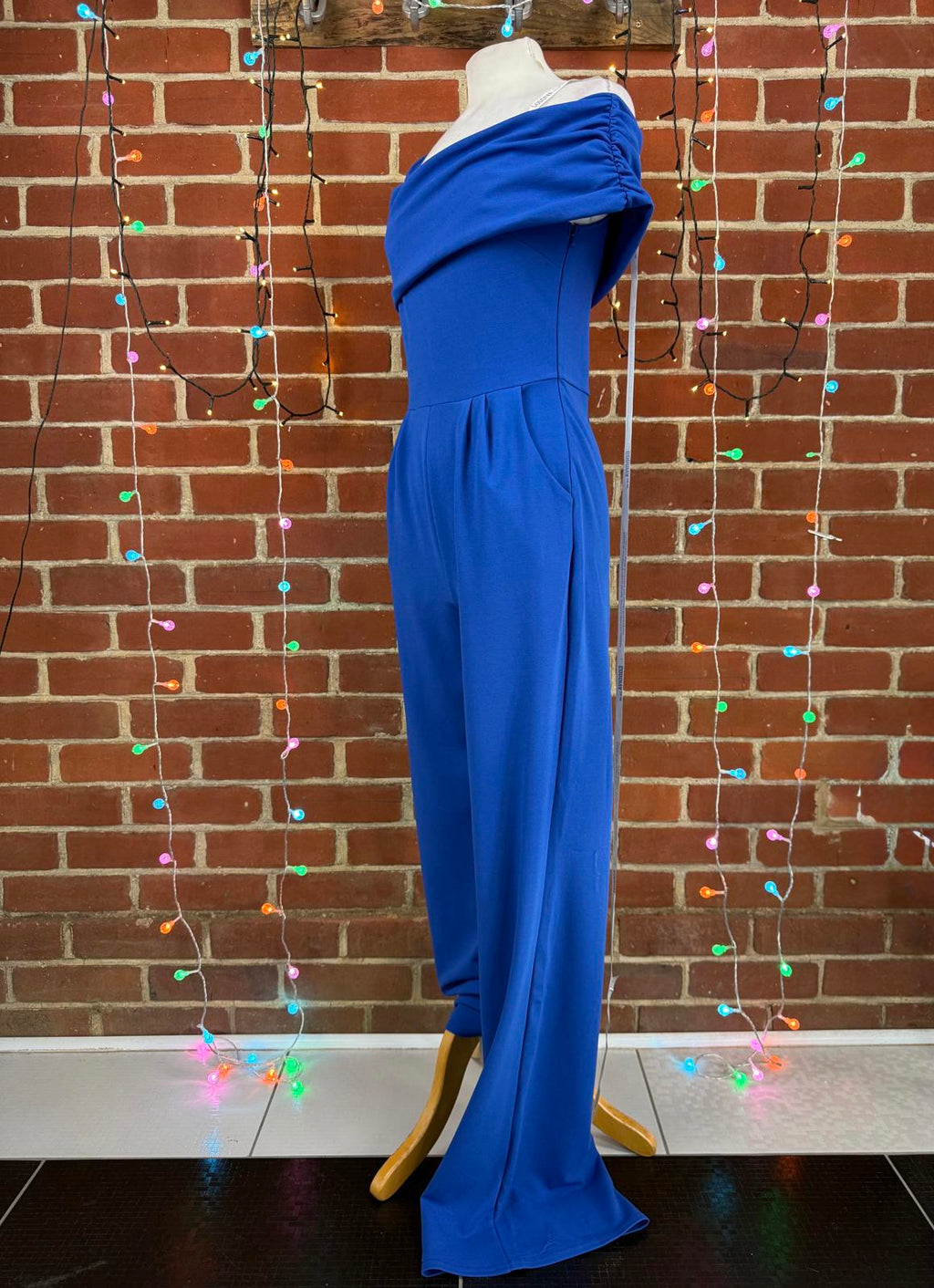 Goddiva London Royal Blue Bardot Jumpsuit UK 10 / US 6 BNWT                 .323