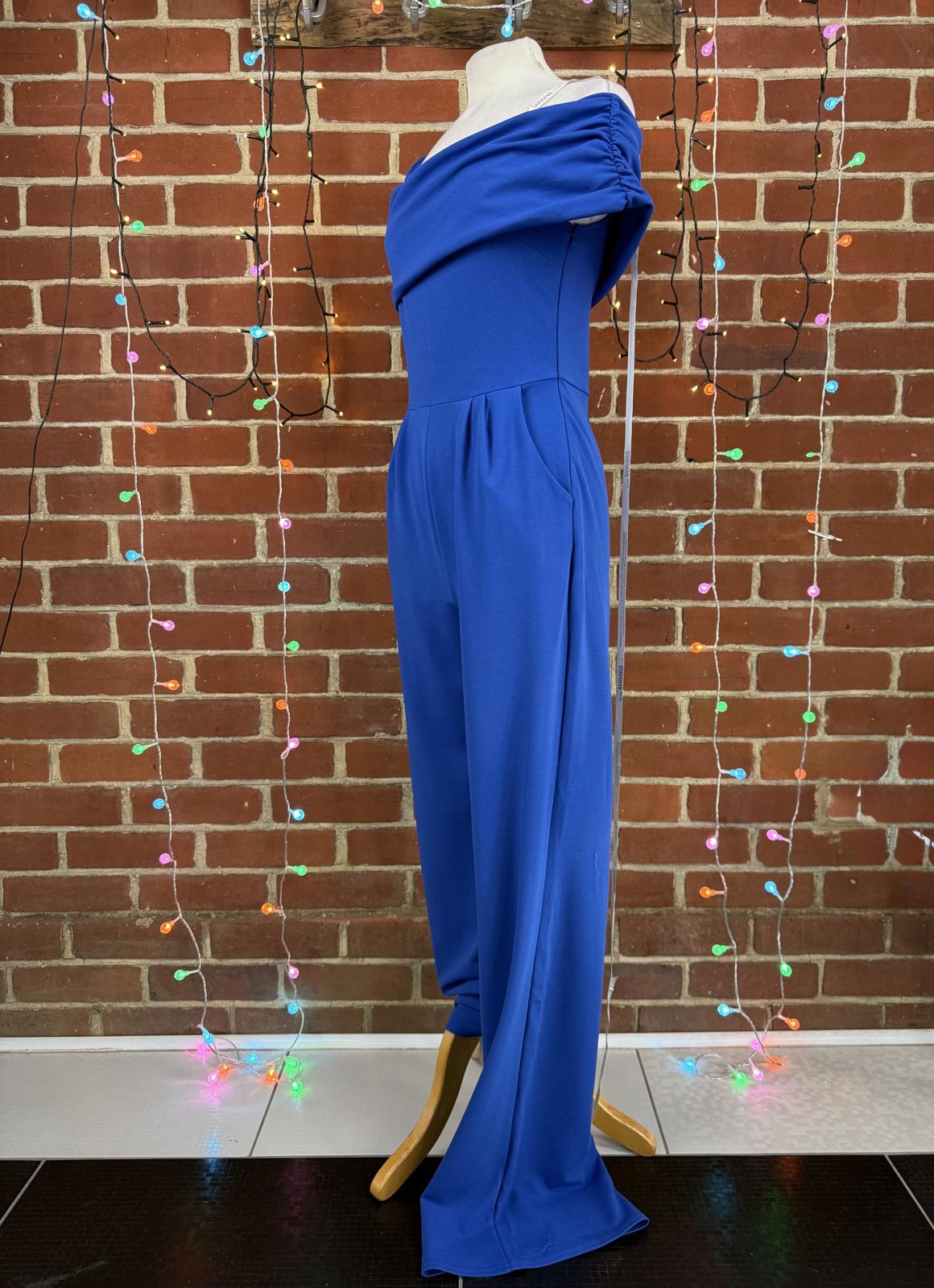 Goddiva London Royal Blue Bardot Jumpsuit UK 10 / US 6 BNWT                 .323