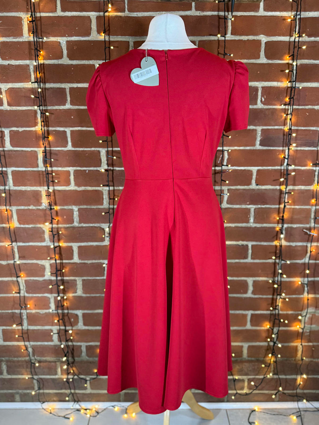 Goddiva Red Ruffle V-Neck A-Line Midi Dress Size 14 DR3876 BNWT             .217