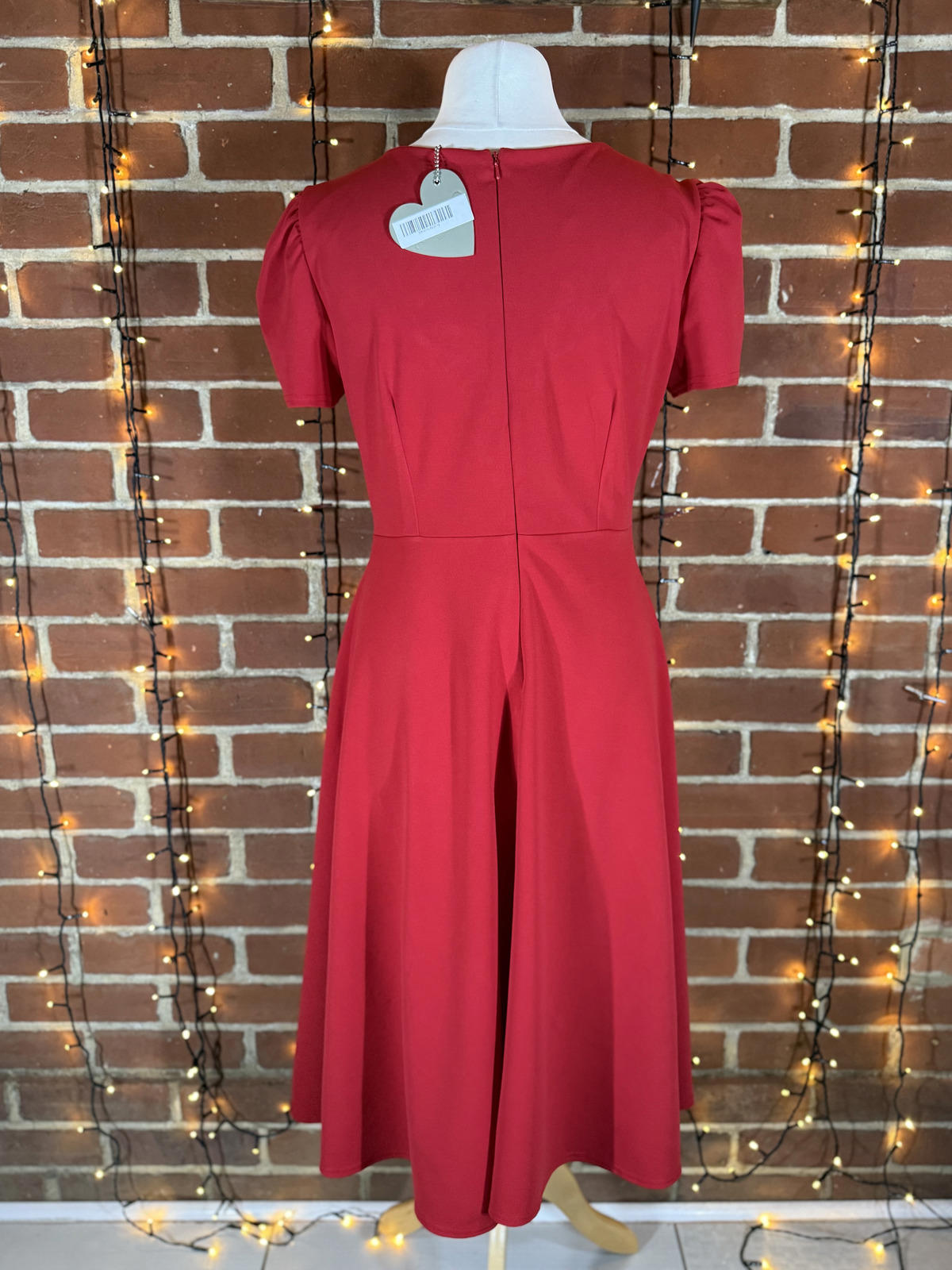 Goddiva Red Ruffle V-Neck A-Line Midi Dress Size 14 DR3876 BNWT             .217