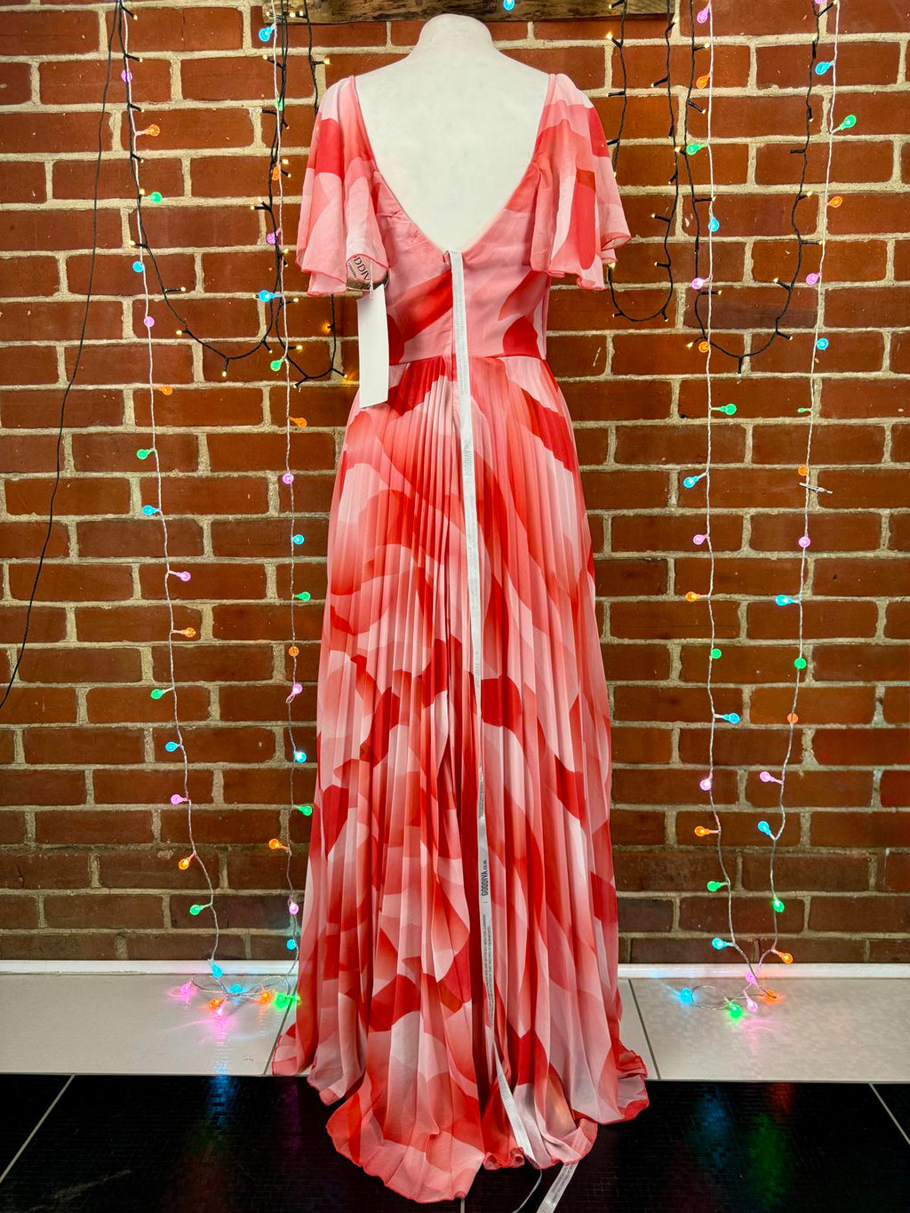 Goddiva Coral Pleated Maxi Dress UK 10–12 / US 6–8 Floaty Chiffon           .321