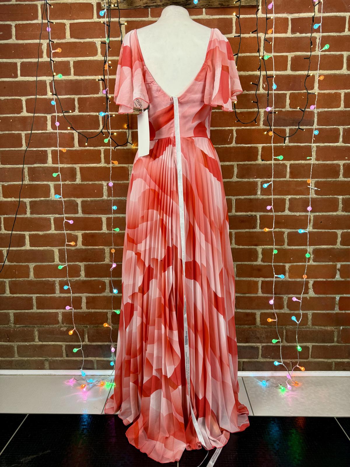 Goddiva Coral Pleated Maxi Dress UK 10–12 / US 6–8 Floaty Chiffon           .321