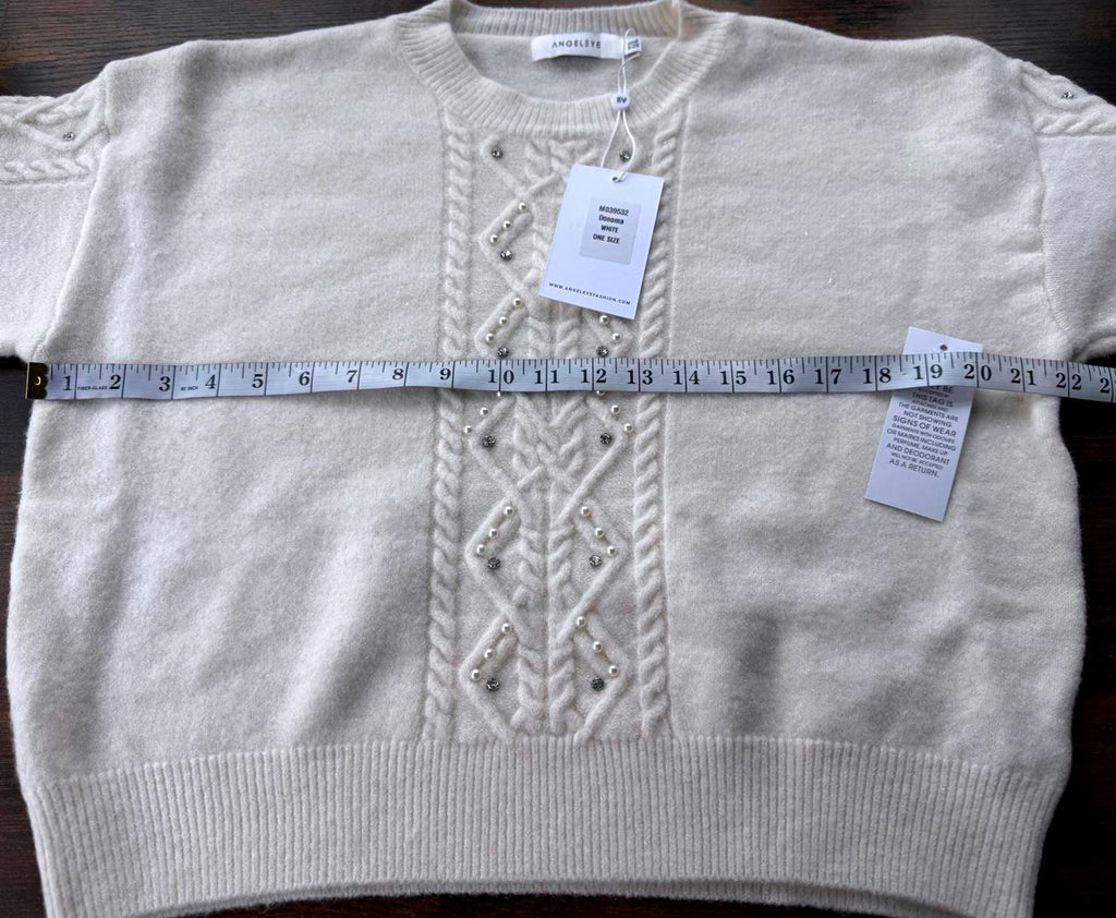 Angeley London Cream Cable Knit Jumper One Size UK 16–20 BNWT Sparkle      NUM35