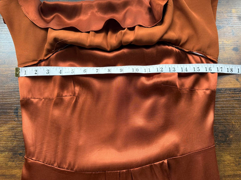 Goddiva Copper Satin Halter Dress UK 8 VGC Evening Party Occasion Gown #128