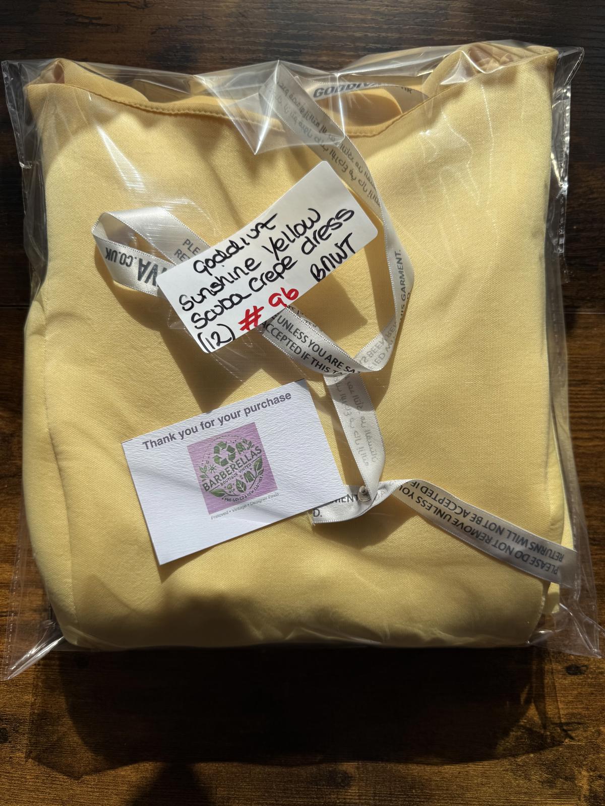 Goddiva London Lemon Yellow Fit & Flare Midi Dress UK 12 Wedding Guest Party #96