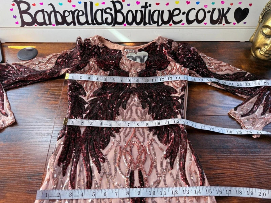 Goddiva Sequin Midi Dress UK 8 Champagne Chocolate Evening Party