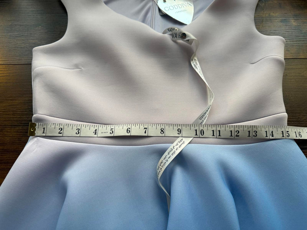 Goddiva London Light Blue Ombre Midi Dress UK 16 | Fit & Flare Skater       .175