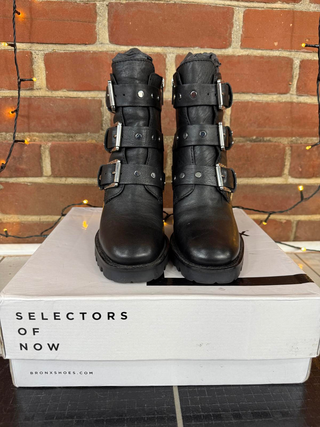 🖤 Bronx ‘Sky’ Black Leather Buckle Ankle Boots | Size EU 39 UK 6