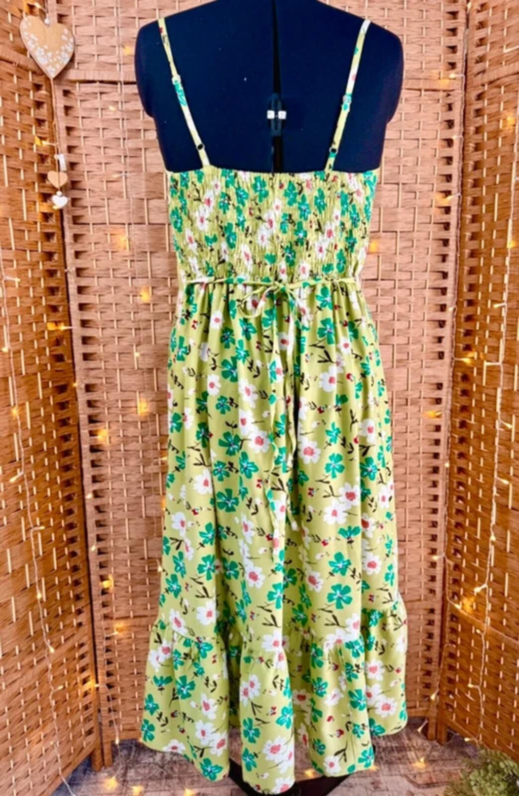 All Things Asia Green Floral Boho Midi Dress UK 14-18