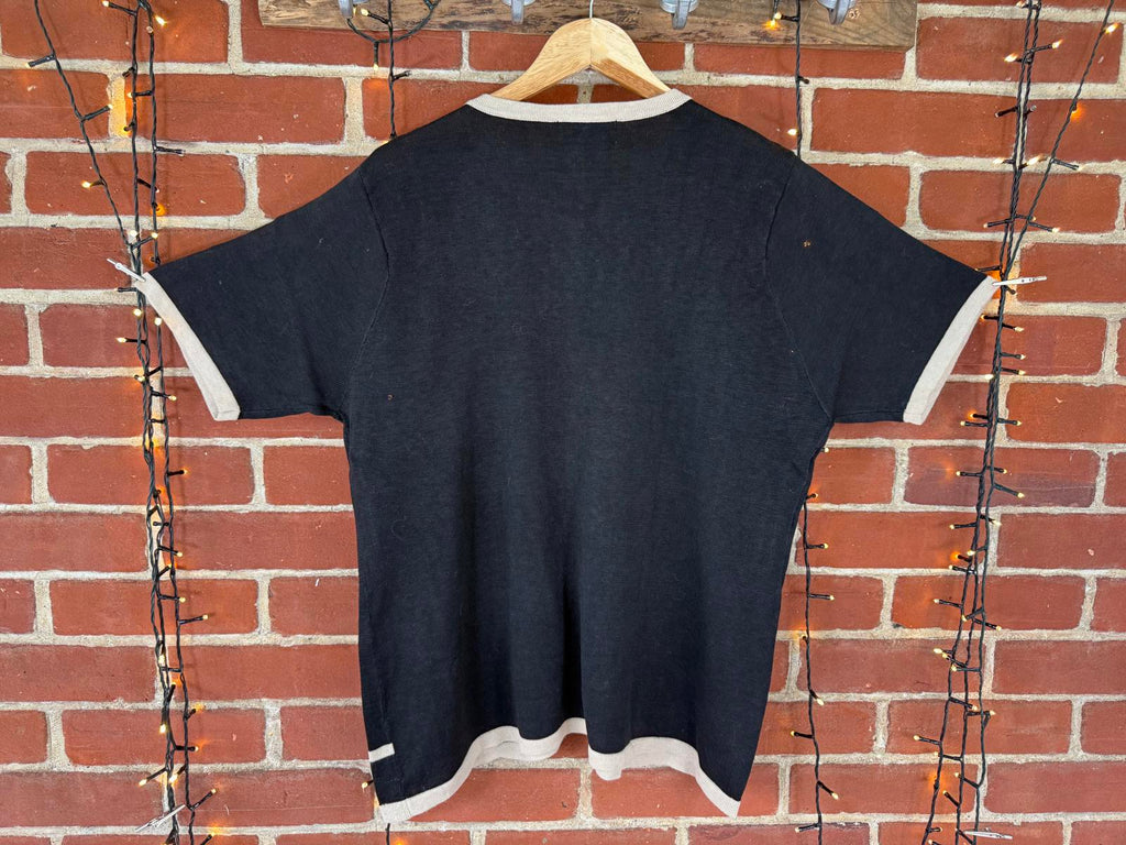 Vintage Y2K Susan Graver XL Cardigan Top Black Palm Tree UK16-18              NUM43