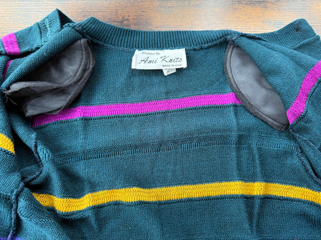 Vintage 1980/90s Ami Knits Petites Cardigan  Shoulder Pads UK Size 12/14 NUM 59