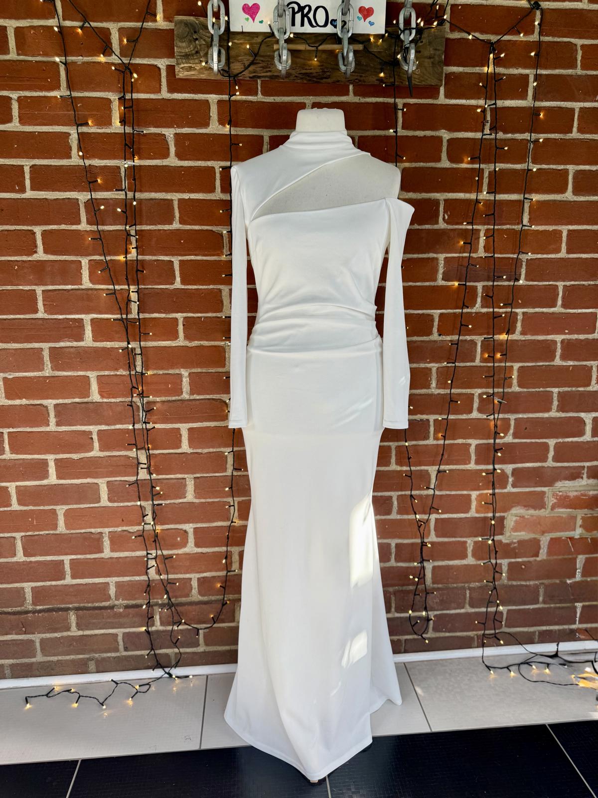 Goddiva London DR3402W Cream One-Shoulder Evening Gown – UK 12 #86