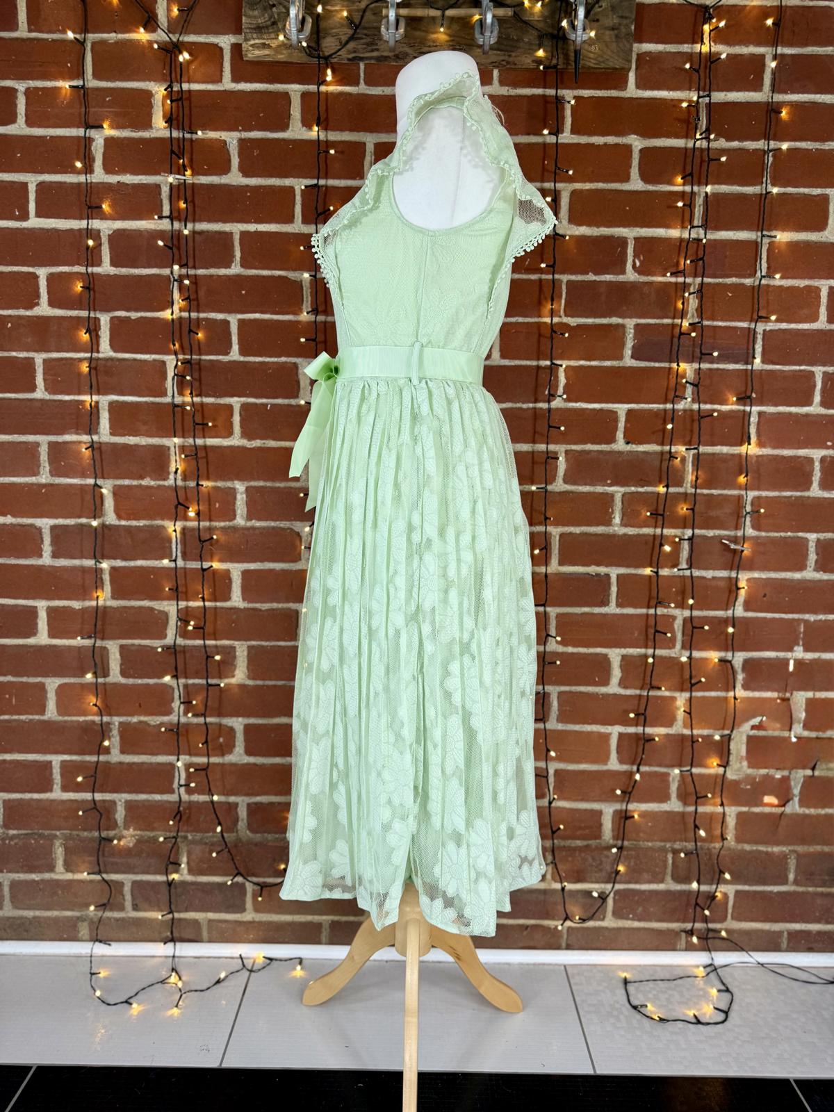 💚 Barberellas Boutique Delicate Lace Dress – Sage Green – Size UK 12 #120