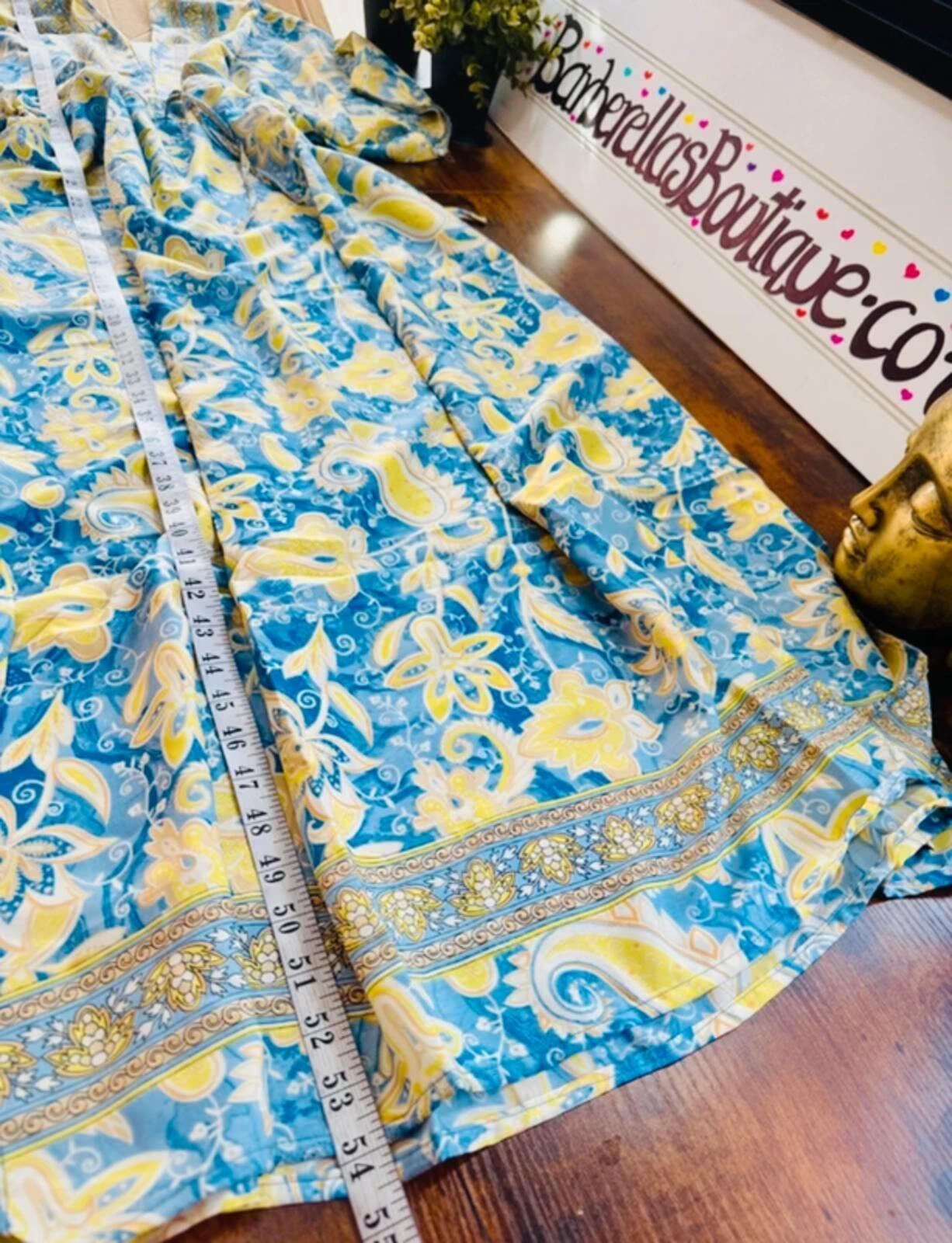All Things Asia 100% Adjustable Silk Boho Kaftan Maxi Dress UK 14-18