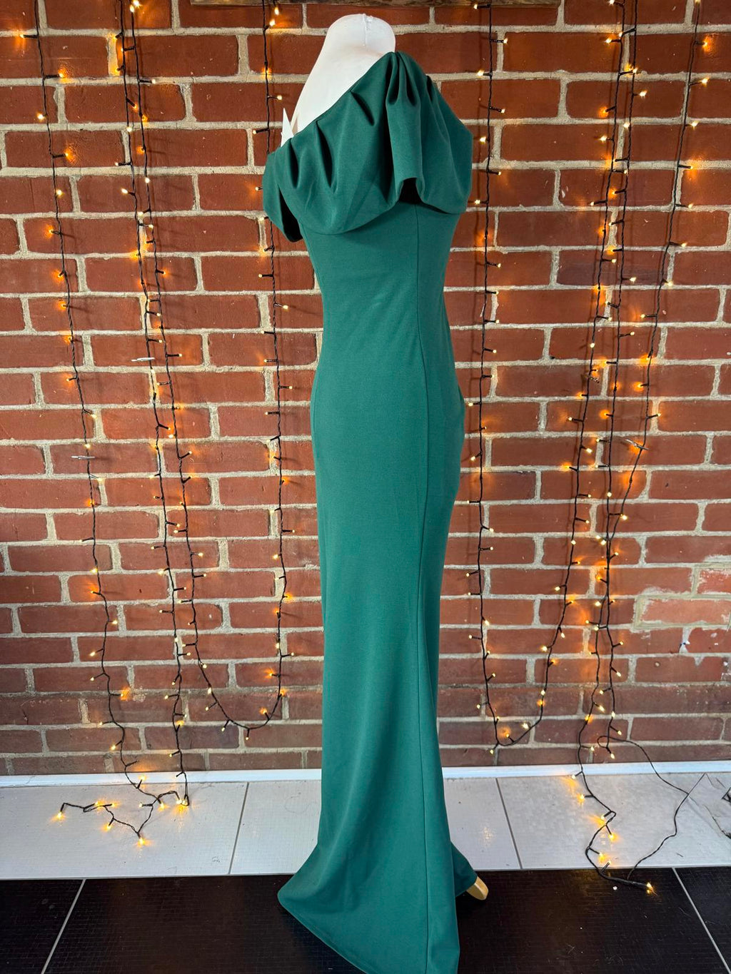 Goddiva Emerald Green Bardot Maxi Gown DR3956 – UK 10