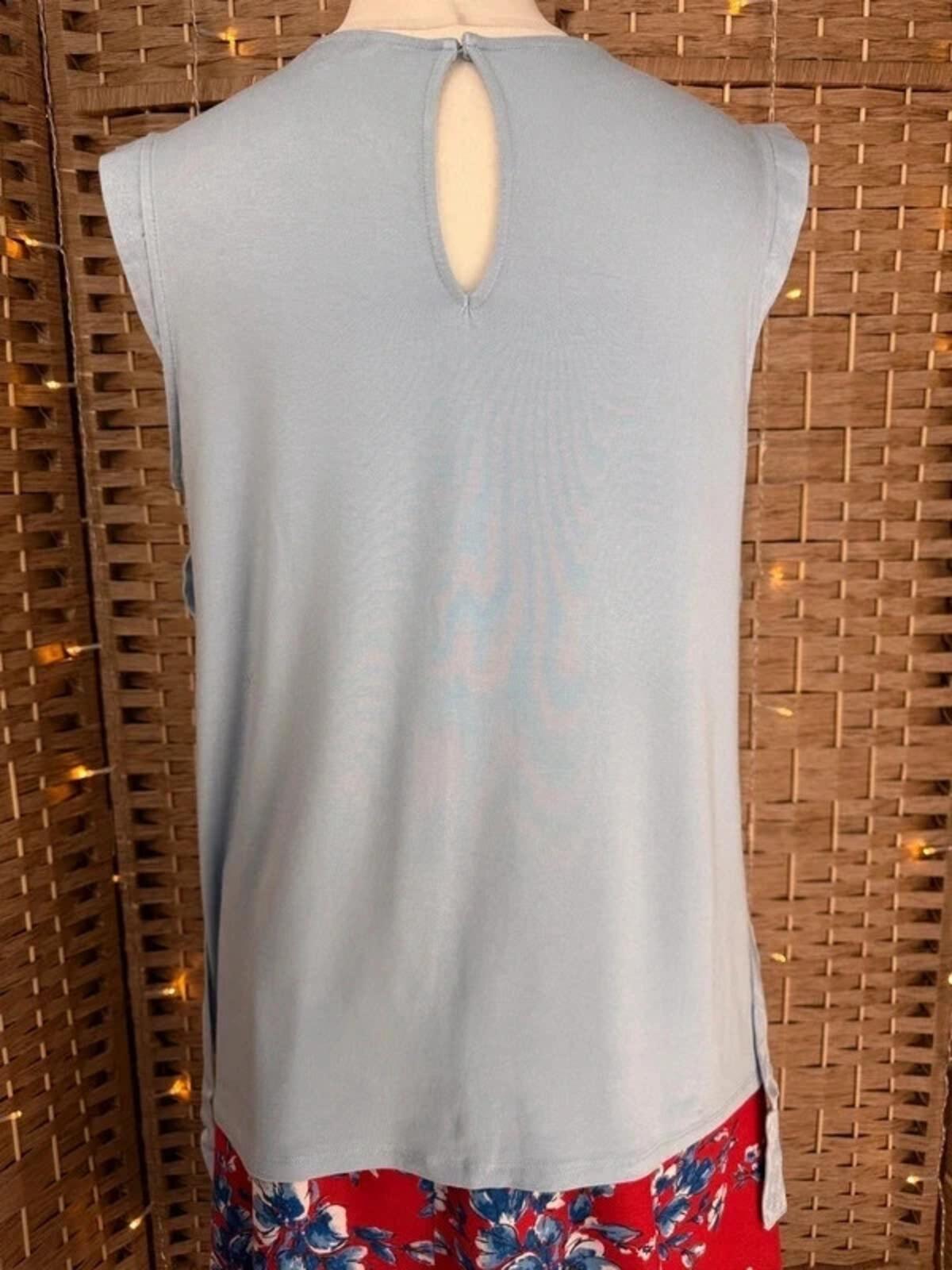 Next Blue Satin Shimmer Top UK 16 Sleeveless Occasion Party