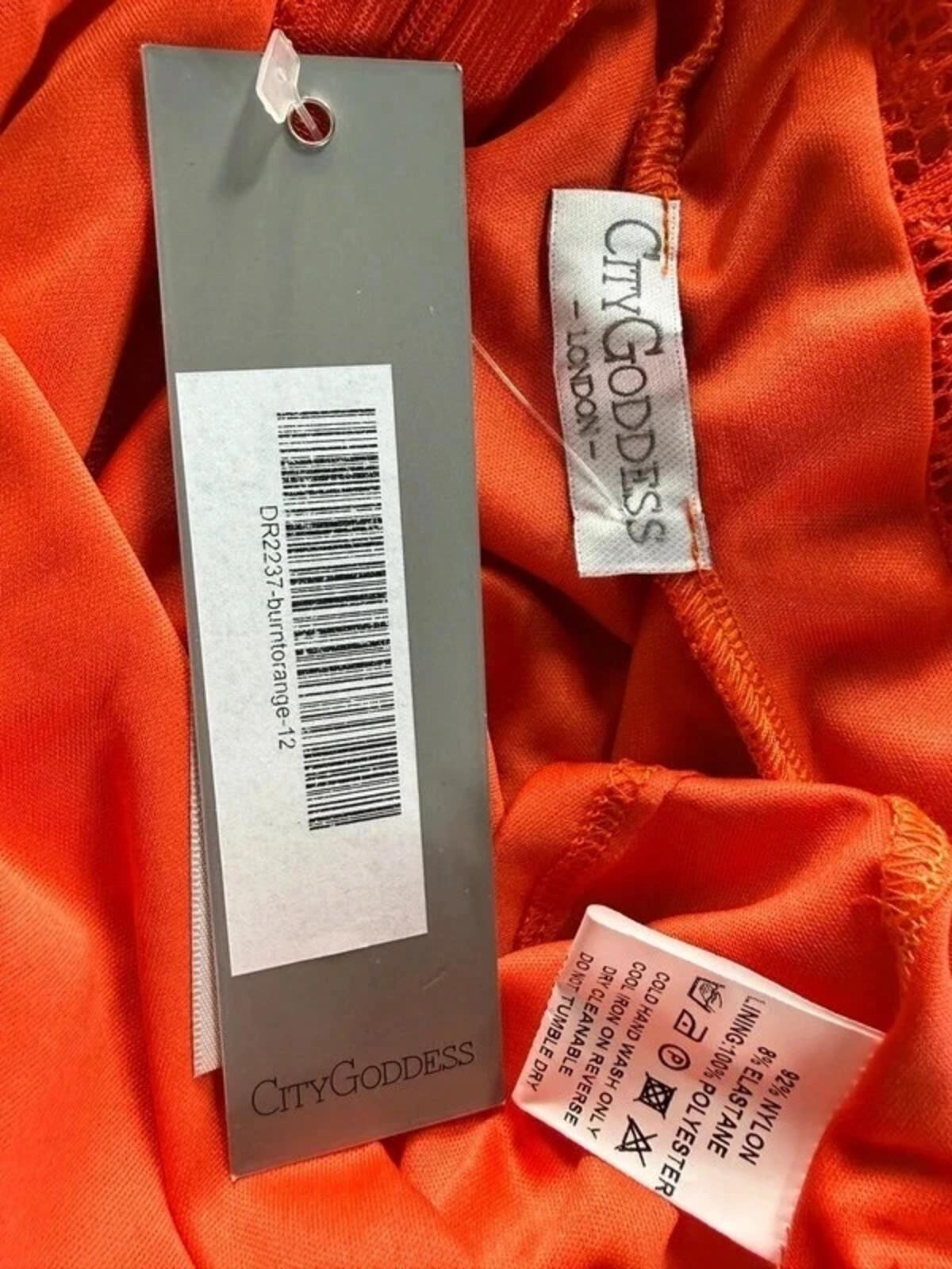 BNWT City Goddess Orange Lace Skater Dress UK12 Party Wedding
