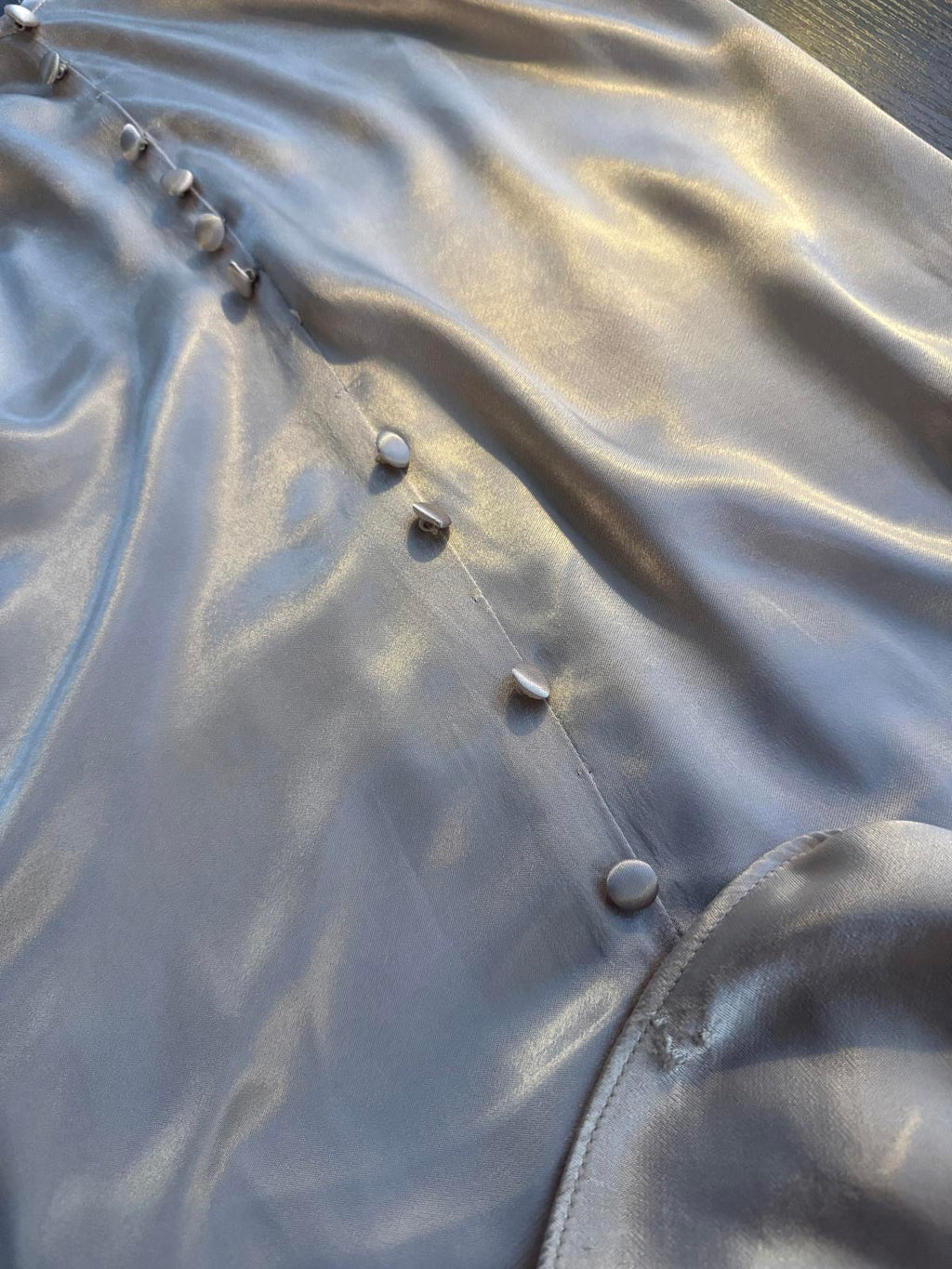 Goddiva Champagne Satin Maxi Dress UK 12 – Button Front Vintage Read Info! 227