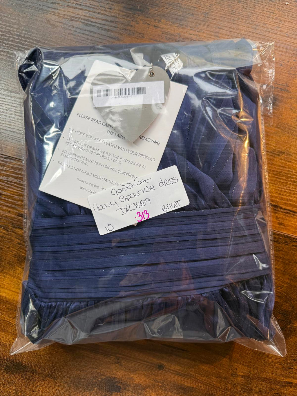 Goddiva Navy Tiered Shimmer Maxi Dress UK 10 / US 6                         .313