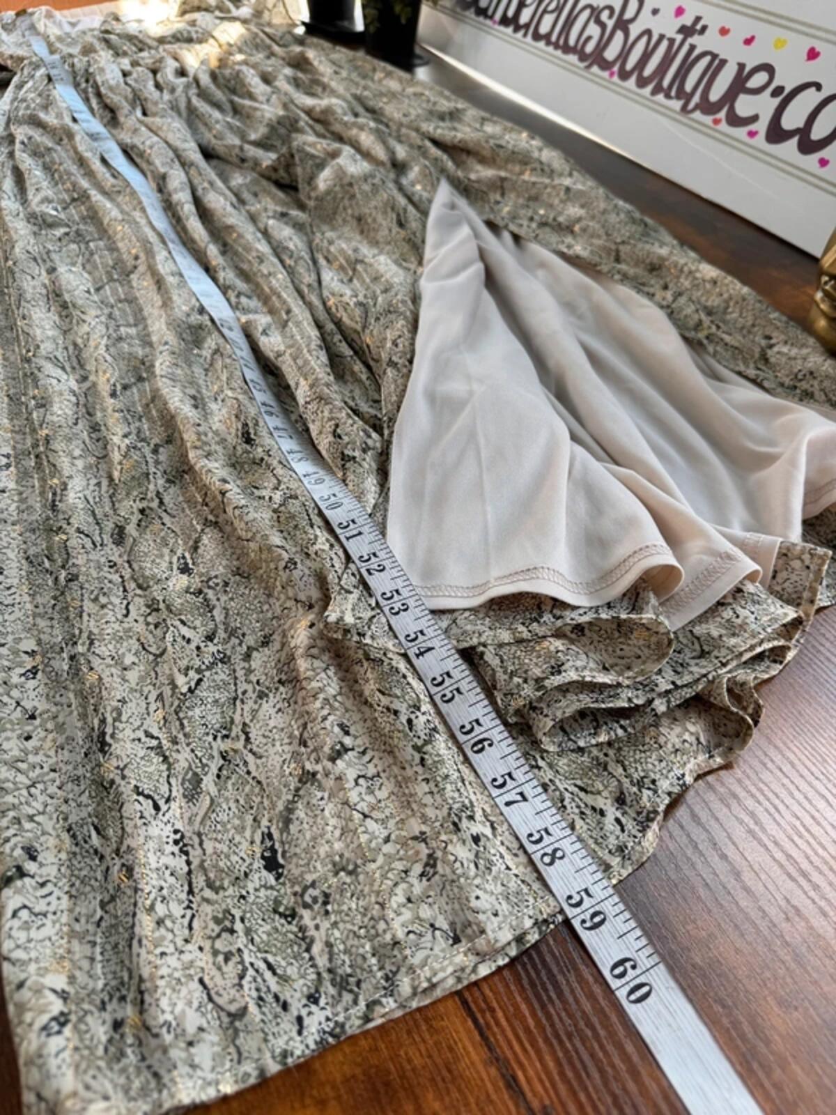 BNWT Goddiva Metallic Snake Print Maxi Dress UK10-12 Gold