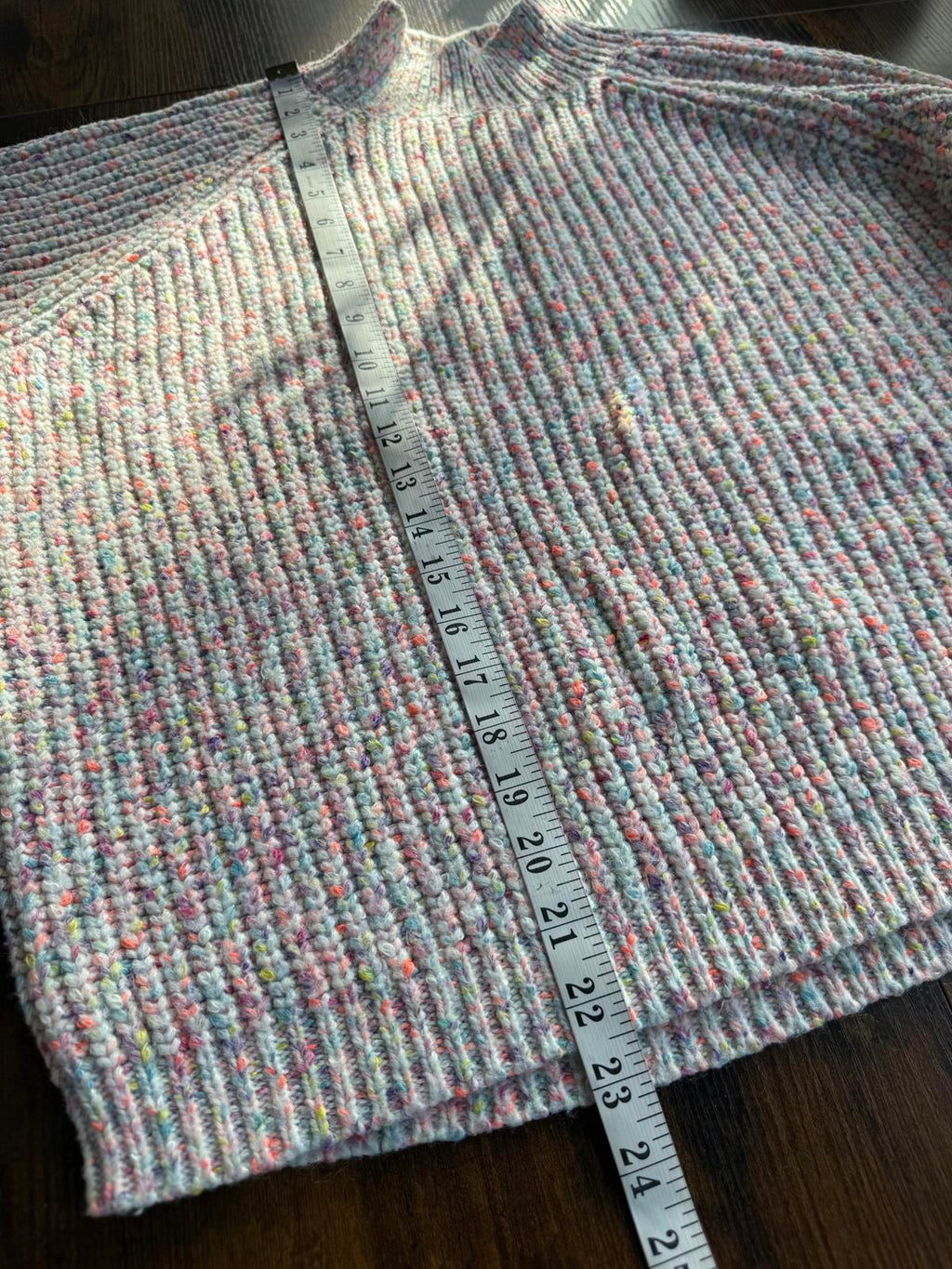 Chunky Multicolour Speckle Knit Jumper UK 14 Pastel Ribbed Crew #57