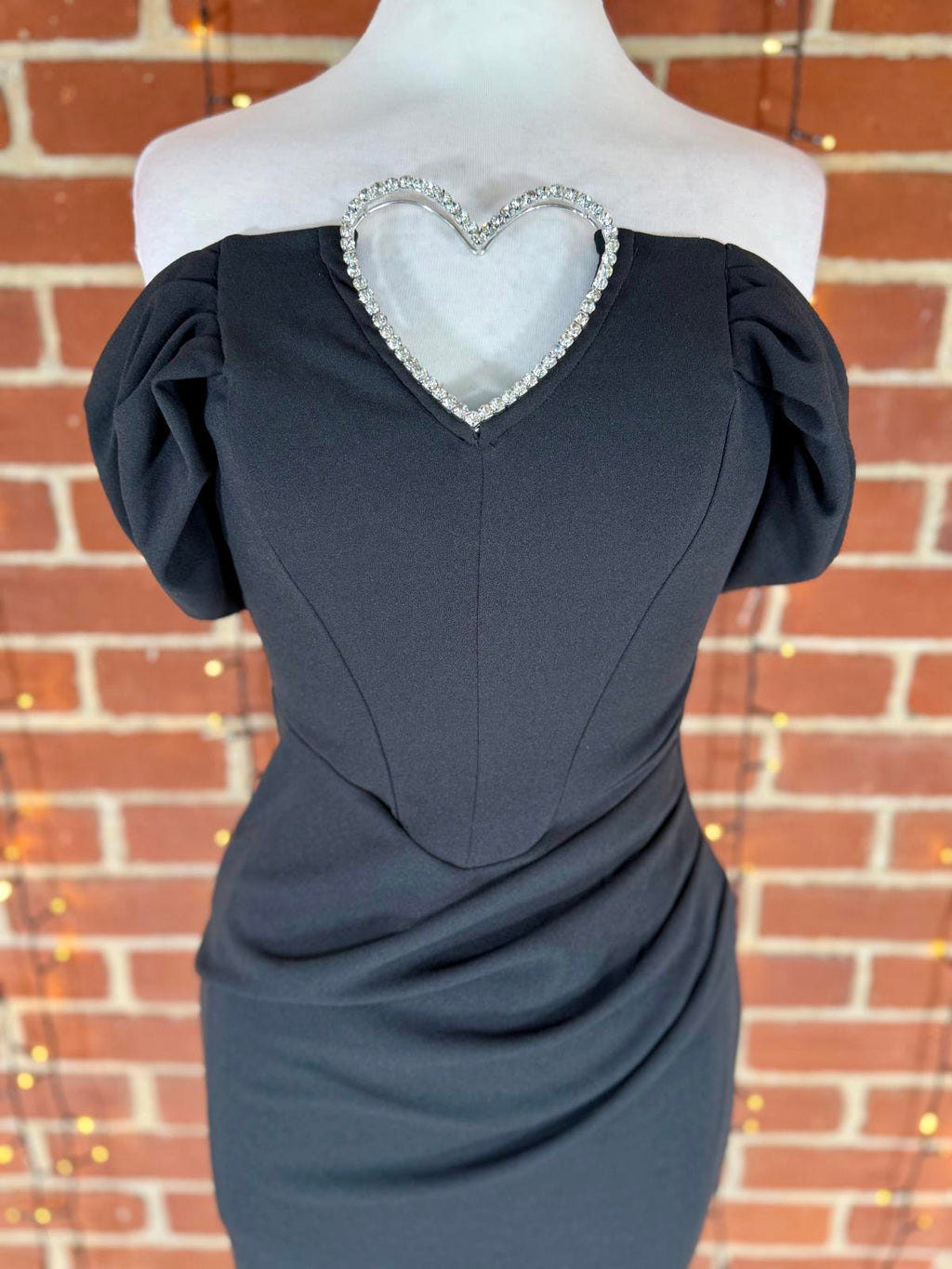 🖤 Barberellas Boutique Diamond Heart Off-Shoulder Gown – Size UK 8 #122