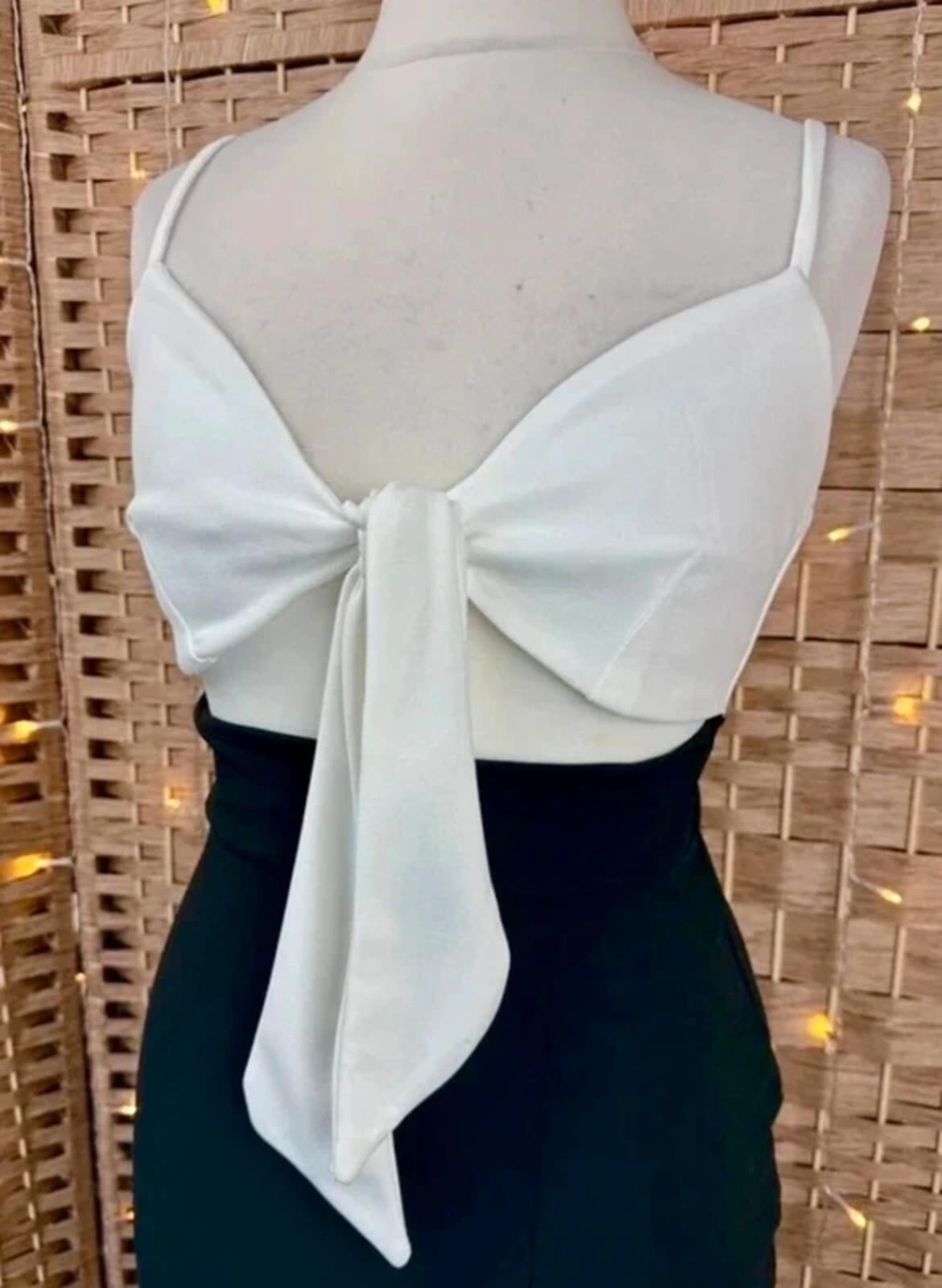 Goddiva Monochrome Bow Front Maxi Gown BNWT UK 10-12 Prom Dress