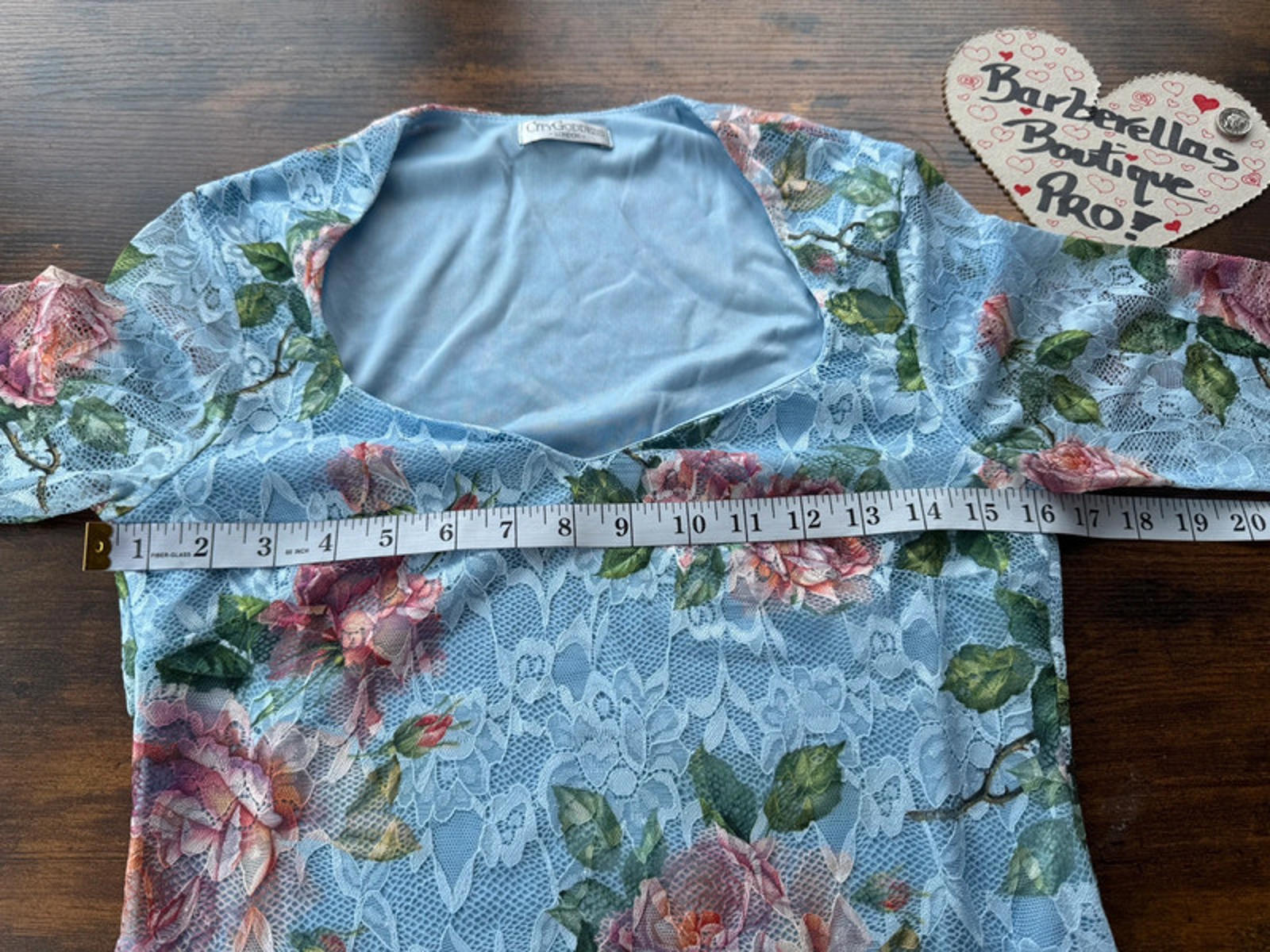 City Goddess UK 10 Blue Lace Bodycon Dress | Floral Overlay | Romantic Midi