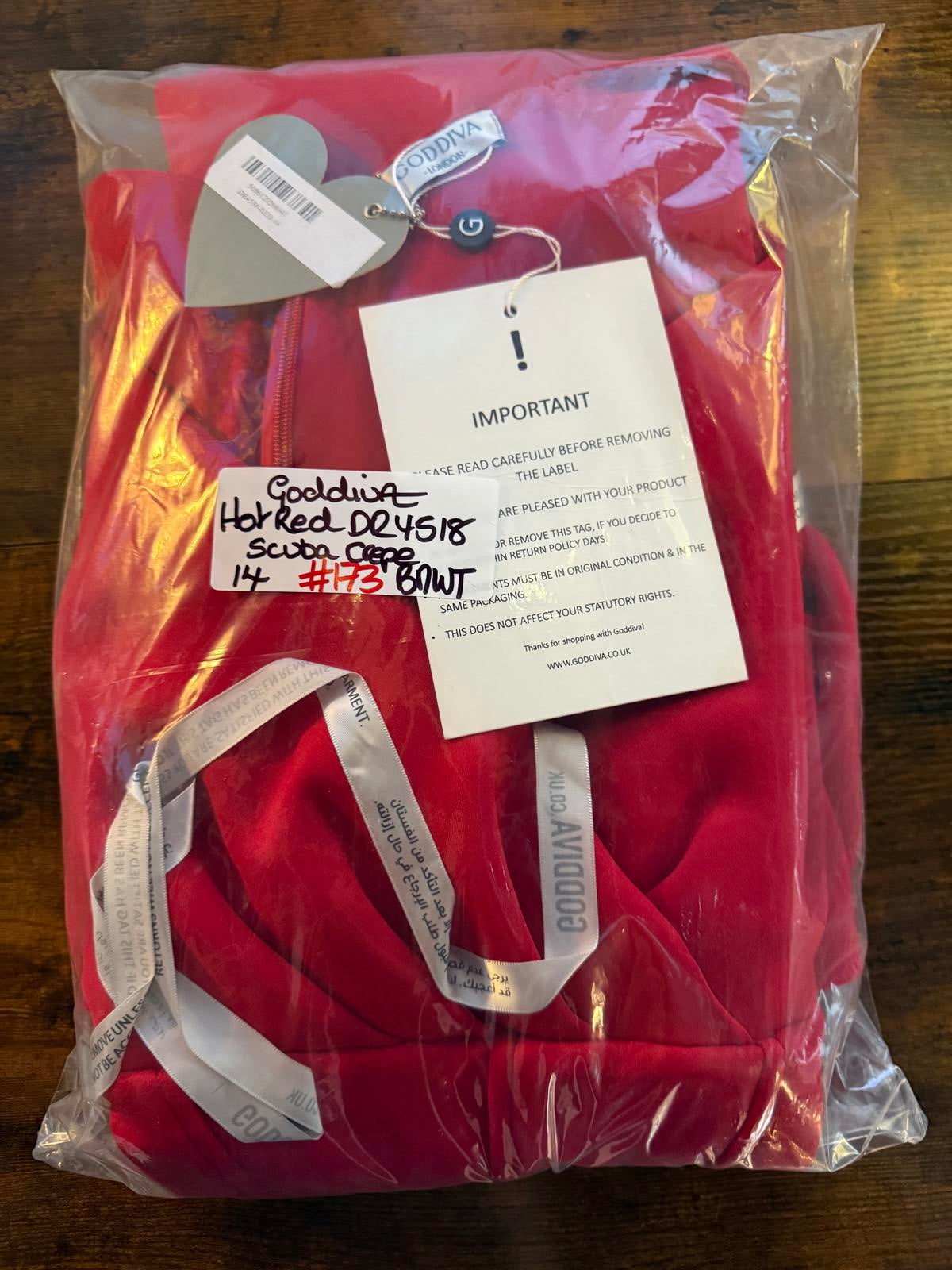 Goddiva London Red Scuba Crepe Midi Dress UK 14 | Elegant Pleated Gown #173