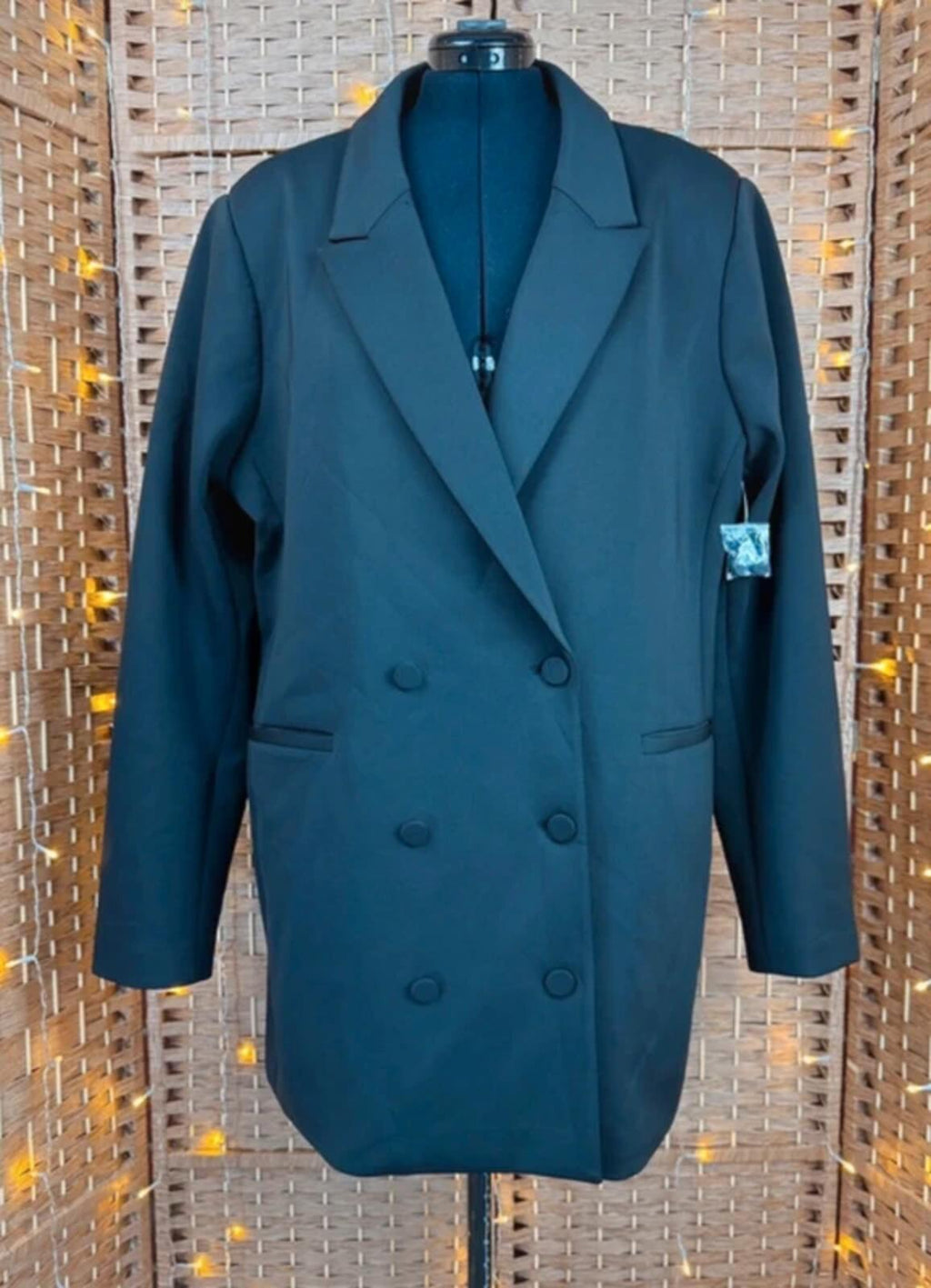 Good American Black Blazer UK 16 18 Oversized Tailored Jacket NEW Smart Workwear