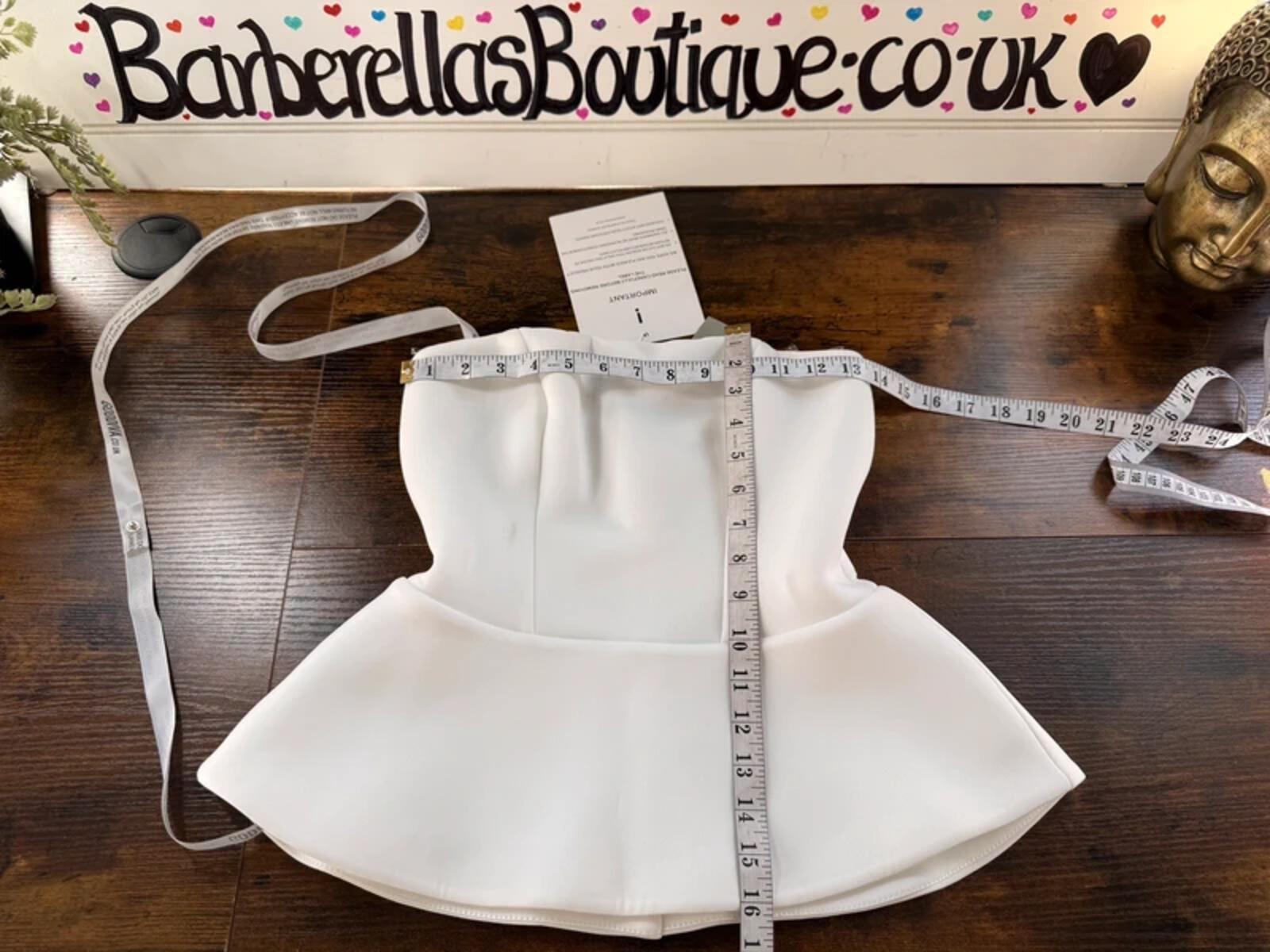 Goddiva Strapless Peplum Top UK 10 Cream Corset Bandeau BNWT
