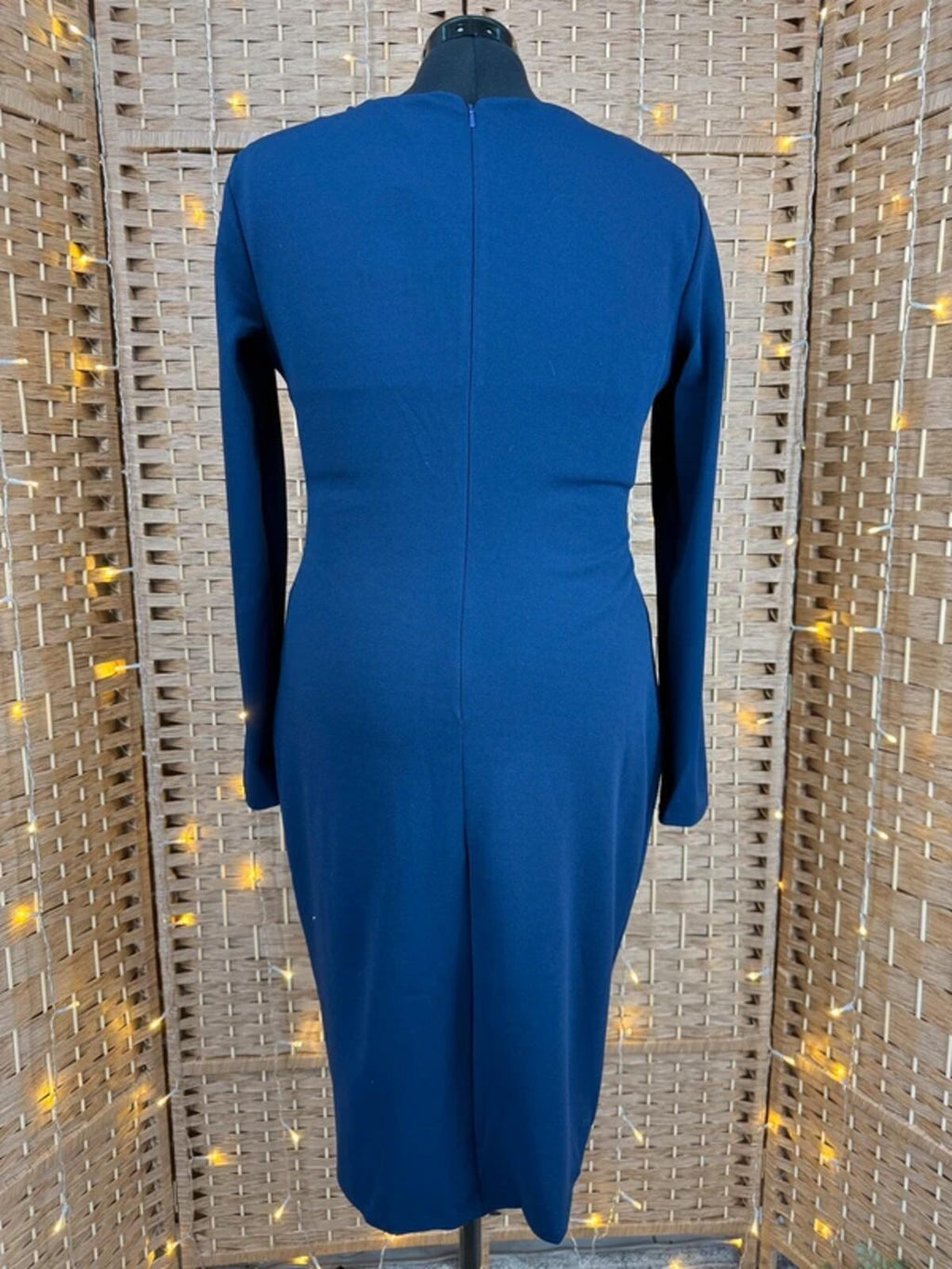 Goddiva Navy One Shoulder Ruffle Pencil Dress UK 16 US 12 BNWT