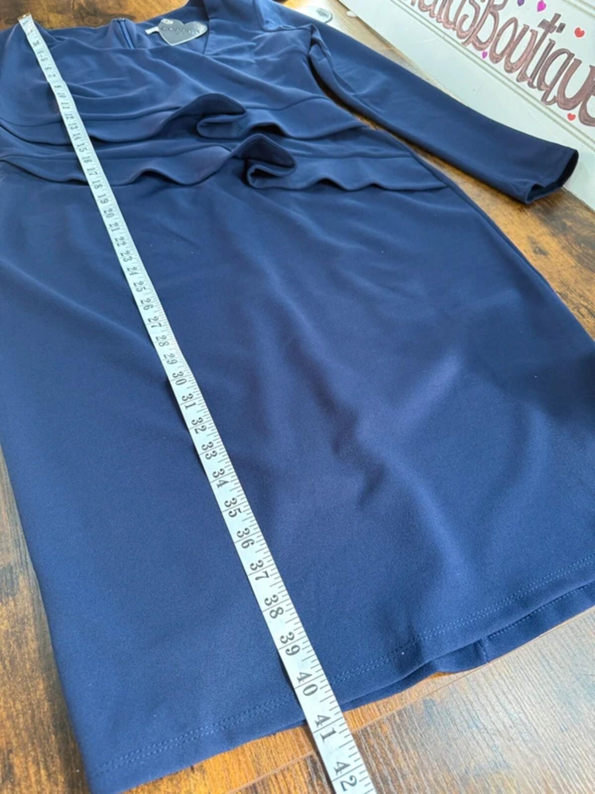 Goddiva Navy One Shoulder Ruffle Pencil Dress UK 16 US 12 BNWT