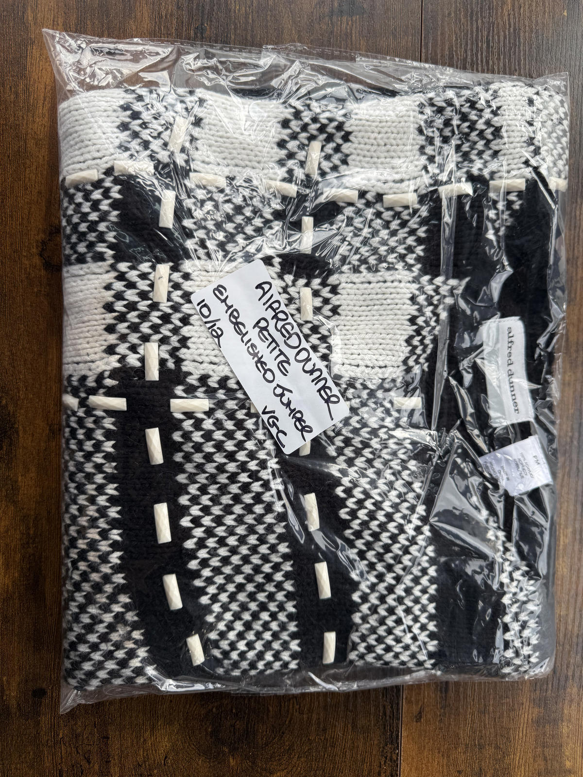 🖤 Alfred Dunner Black & White Check Knit Jumper UK 12-14 Petite         NUM55