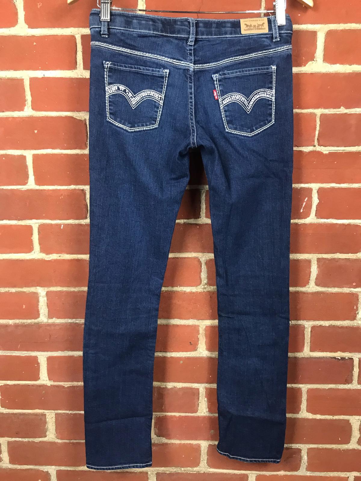 Levi’s Skinny Jeans Dark Blue Denim US  Teen 14 Reg / UK 8 Stud Diamante Pocket