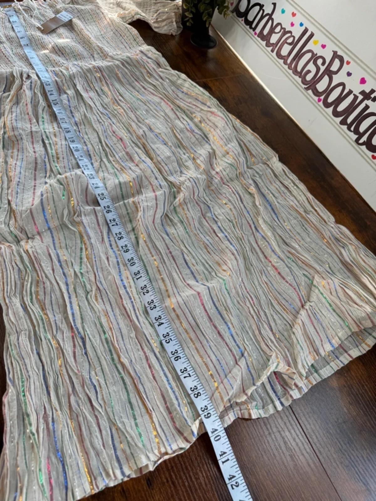 BNWT Anmol Lurex Stripe Boho Midi Dress UK10-14 Festival /Coverup