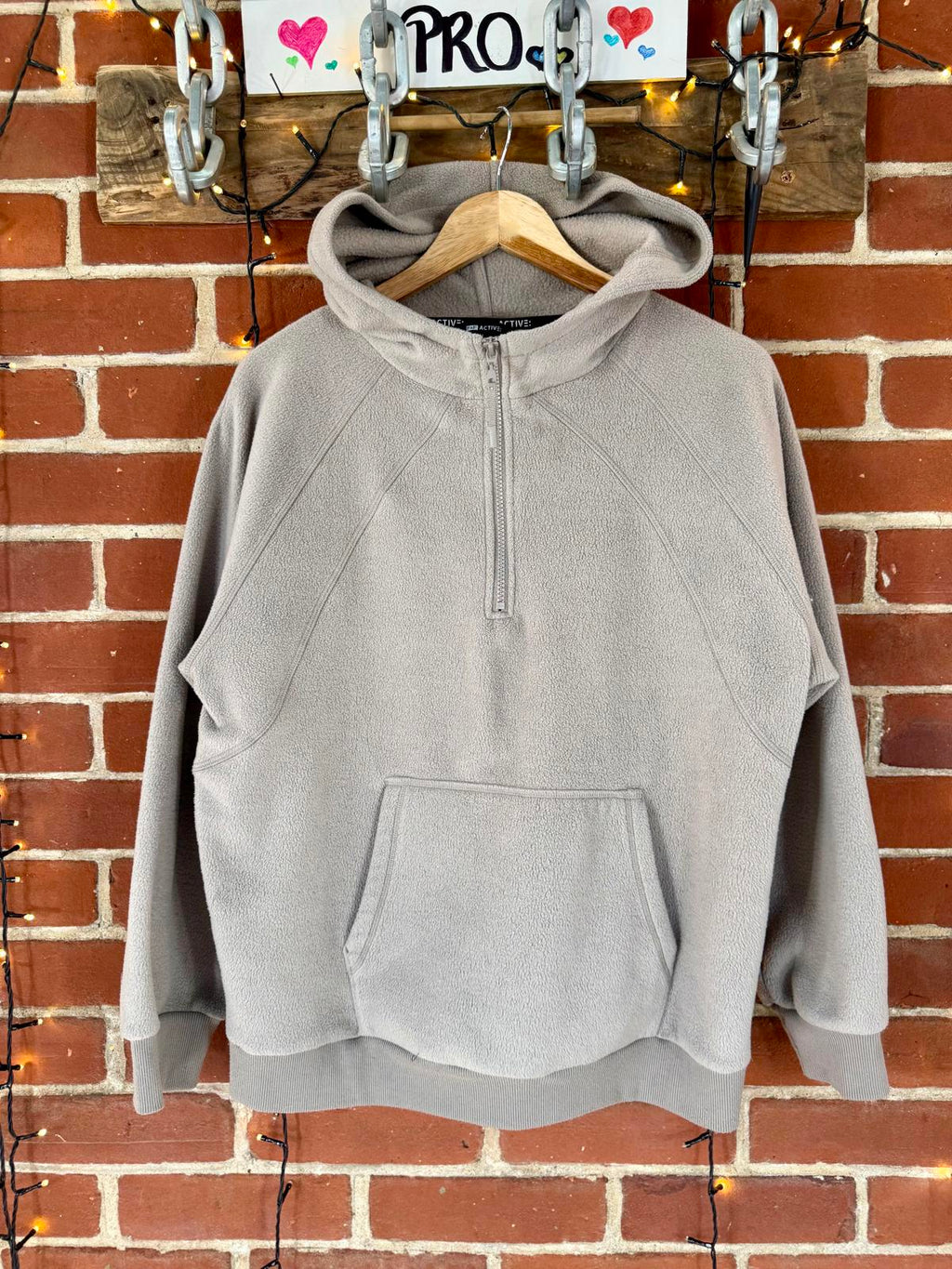 F&F Active Beige Half Zip Fleece Hoodie UK 14 #73