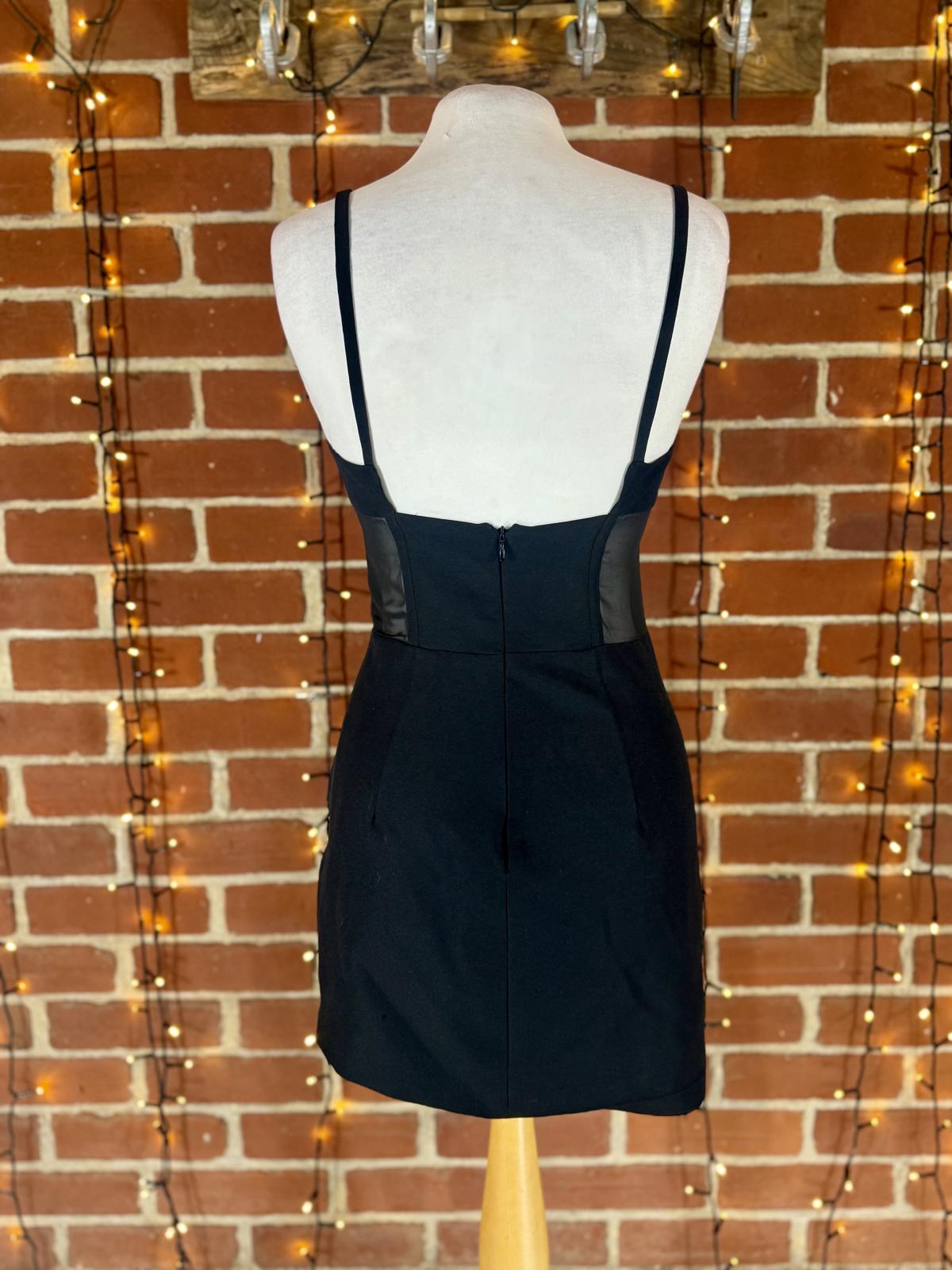 ZARA Black Mesh Corset Mini Dress Size S UK 8 Bustier Bodycon Party Evening #144