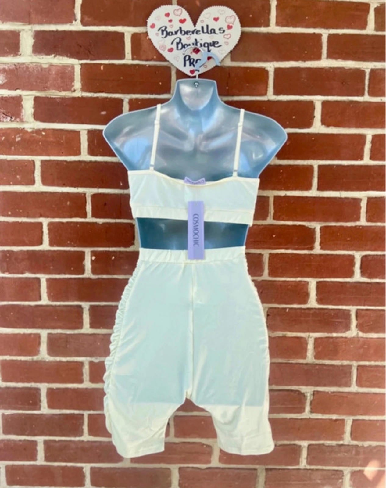 Cream Ruched Co-Ord Set | Frill Shorts & Crop Top - M