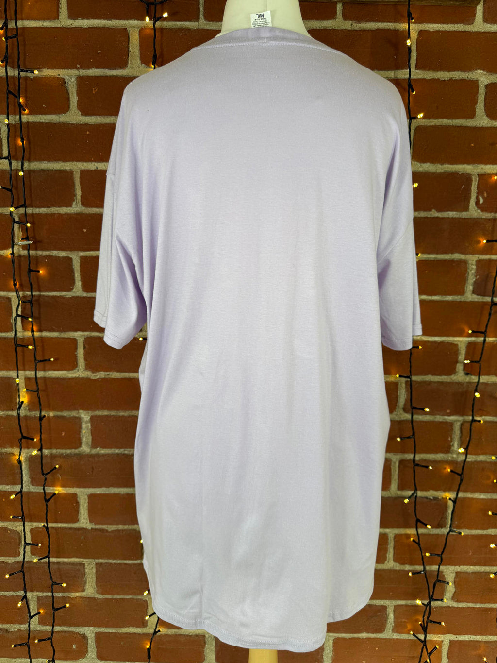 Lavender Graphic T-Shirt Dress with Pink Text - Size 16