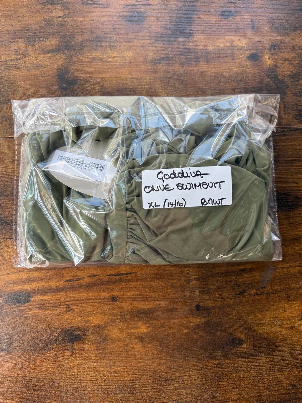 Olive Green Women's One-Piece Swimsuit with Wrap Detail - Size XL