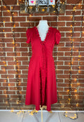 Goddiva Red Ruffle A-Line Midi Dress Size 14 DR3876 BNWT 218