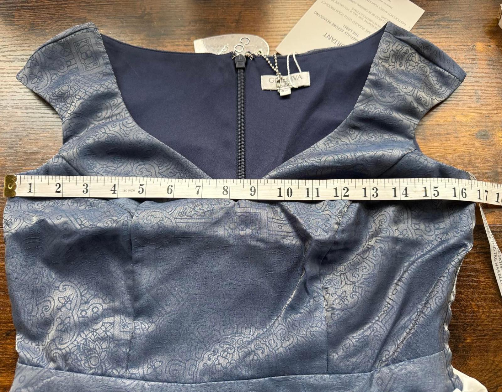 Goddiva London DR3409A Blue Floral Jacquard Prom Dress Size 8-10