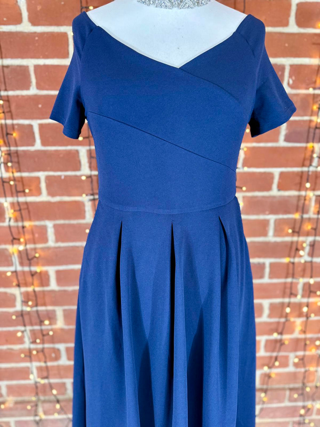 Jolie Moi Navy Fit & Flare Midi Dress with Pockets – UK 12/14 #115