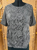 Per Una Lace Top UK 18 Grey Floral Occasion Blouse Elegant