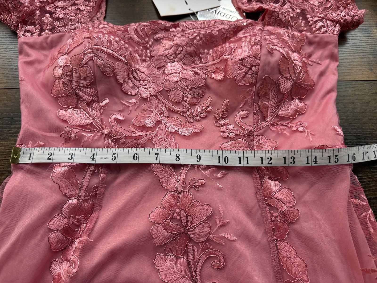 🌺 Goddiva London Coral Floral Lace Hi-Low Maxi Dress (DR4265, UK 14) #184