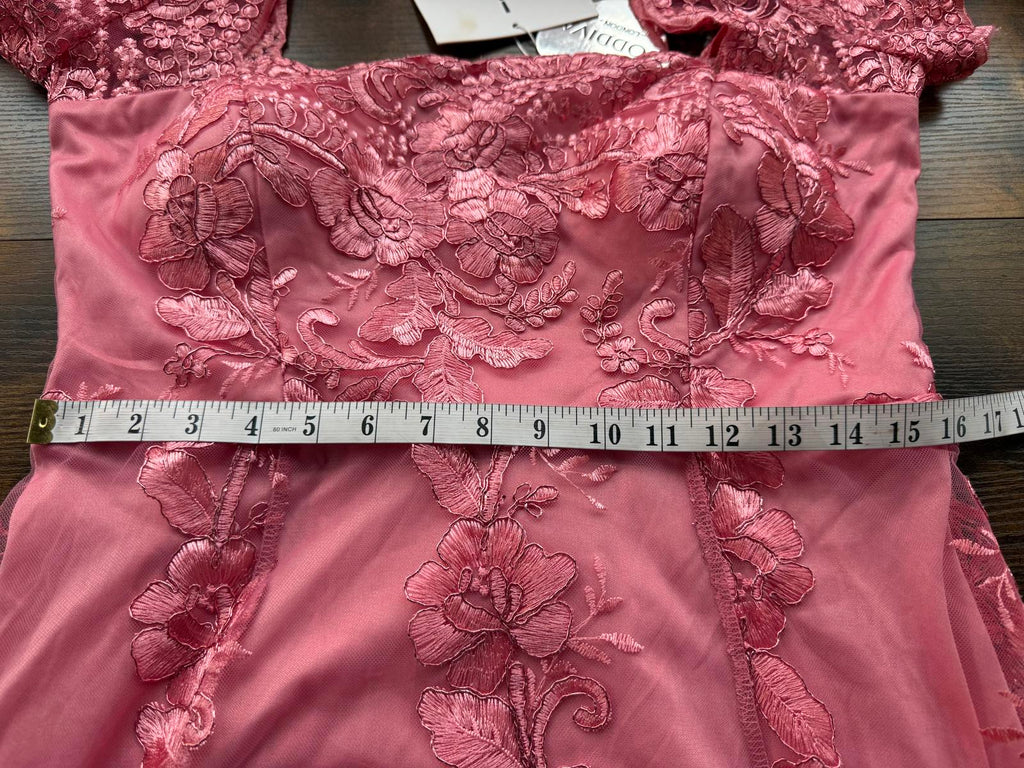 🌺 Goddiva London Coral Floral Lace Hi-Low Maxi Dress (DR4265, UK 14) #184